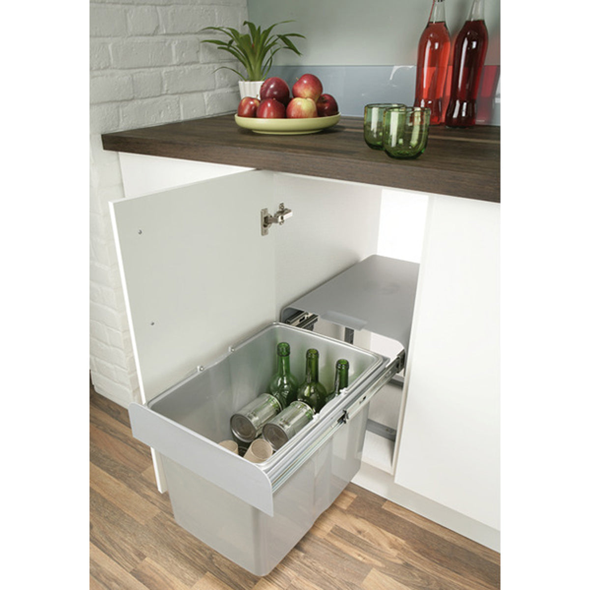 EKKO PULL WASTE BIN 400 1x34L GRY