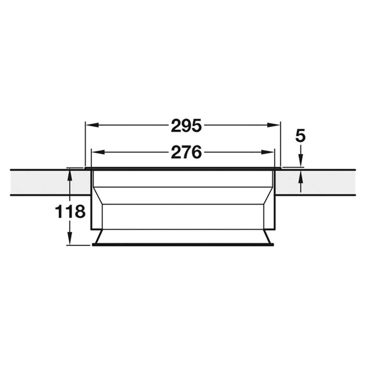WORKTOP BIN HOLDER D295x118 BLK