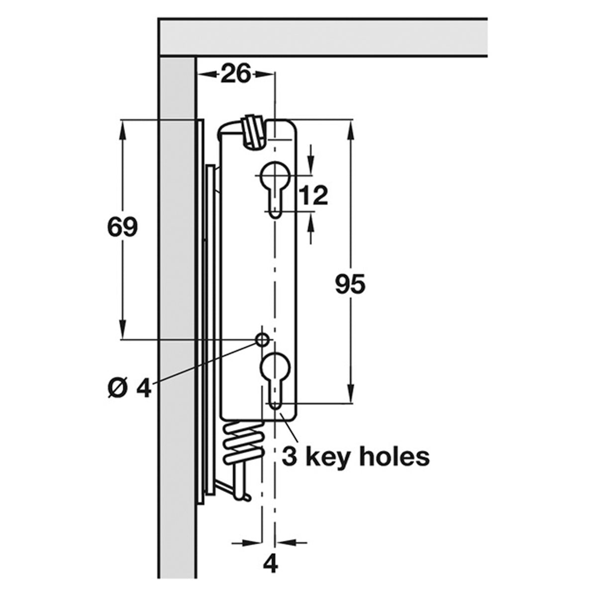 FLAP HINGE SPRUNG 2x180N ST/ZP