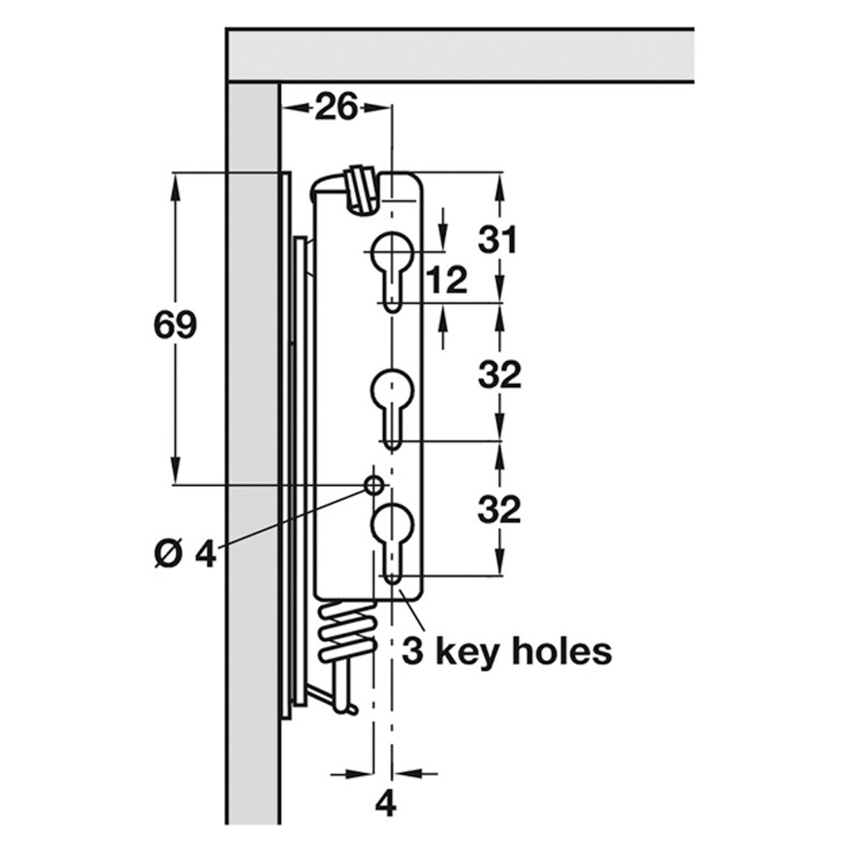 FLAP HINGE SWING UP RH 180N ST/ZP