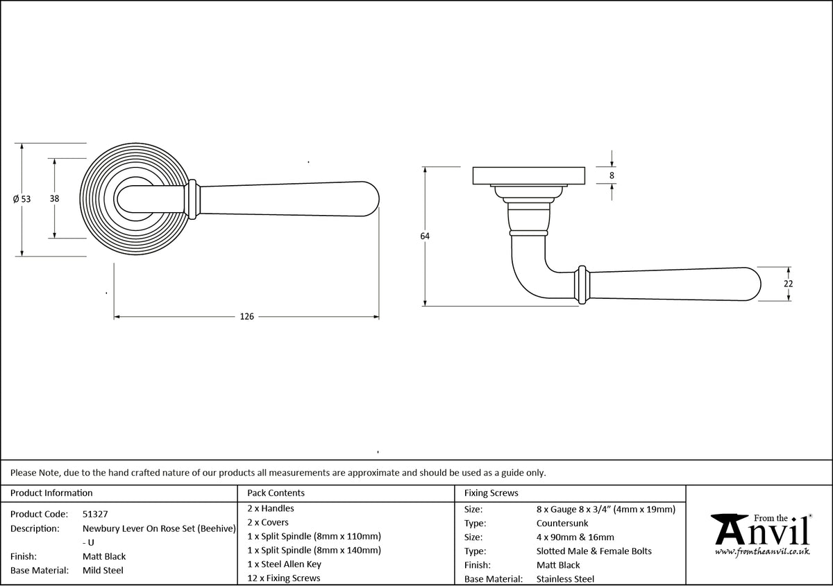 Matt Black Newbury Lever on Rose Se - 51327 by MARCHES (ANVIL) ARCHITECTURAL HARDWARE