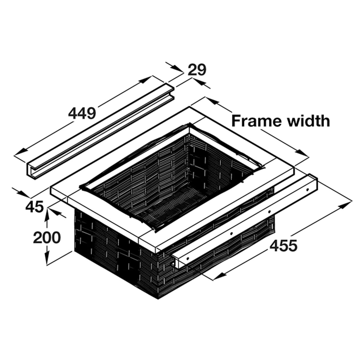 WICKER BASKET 500/420 WIK/BCH