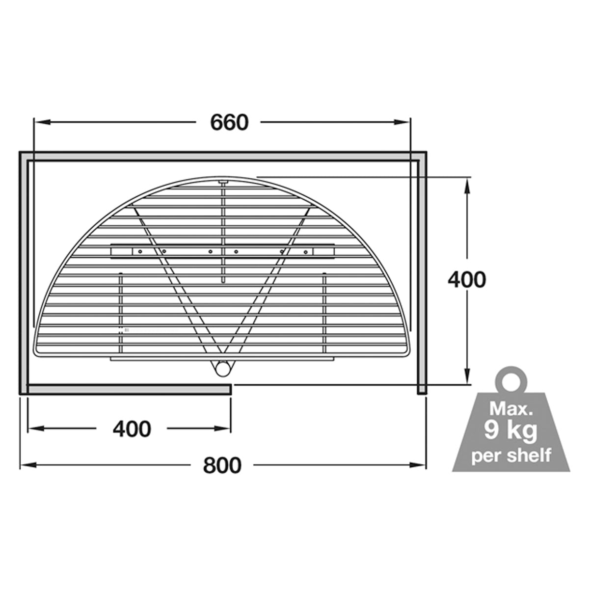 SLIDE OUT ½ CAROUSEL 400x800 ST/PCP