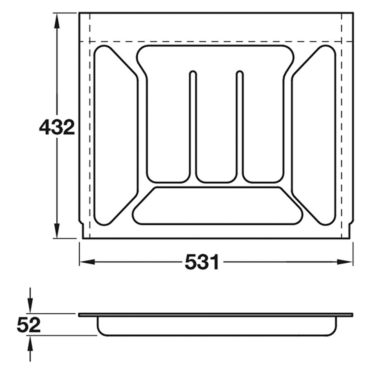 CUTLERY INSERT 531x432x52 PL/WHI