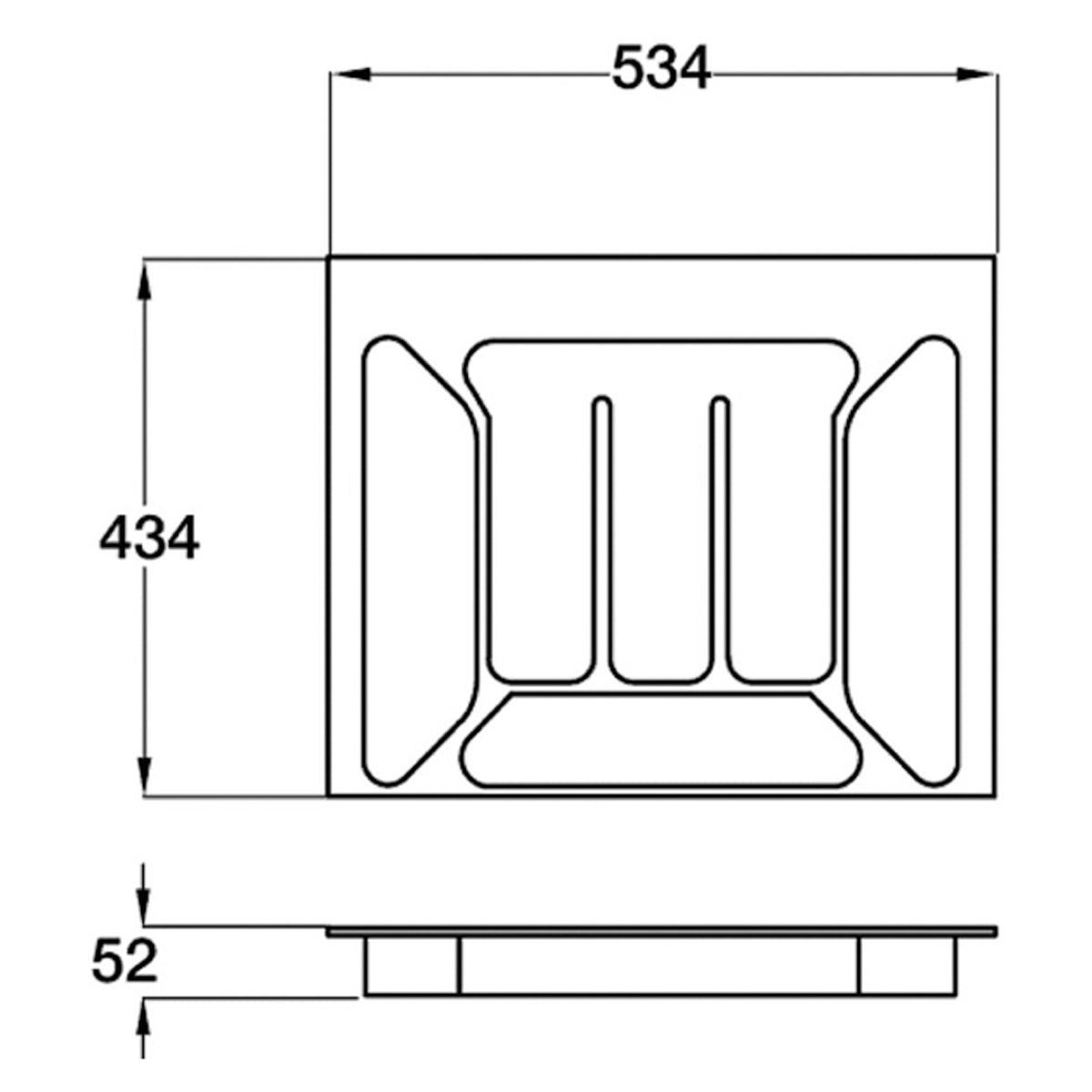 CUTLERY INSERT 534x434x52 PL/SLV