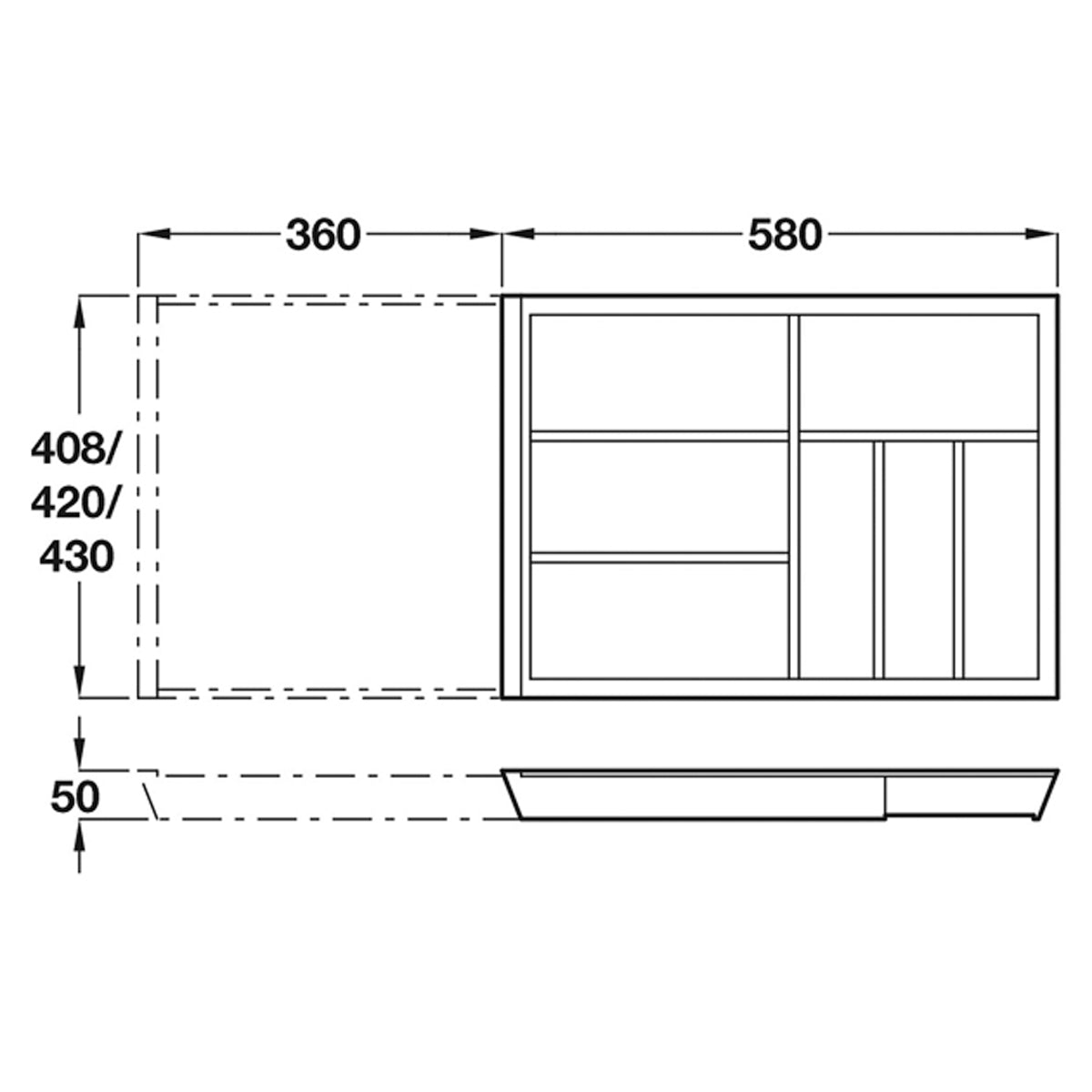 EXTRAY CUT INSERT 440x600-1000 EOK