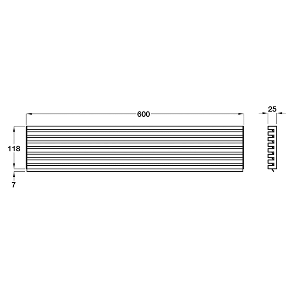Click Vent System 600x118mm Stainless Steel