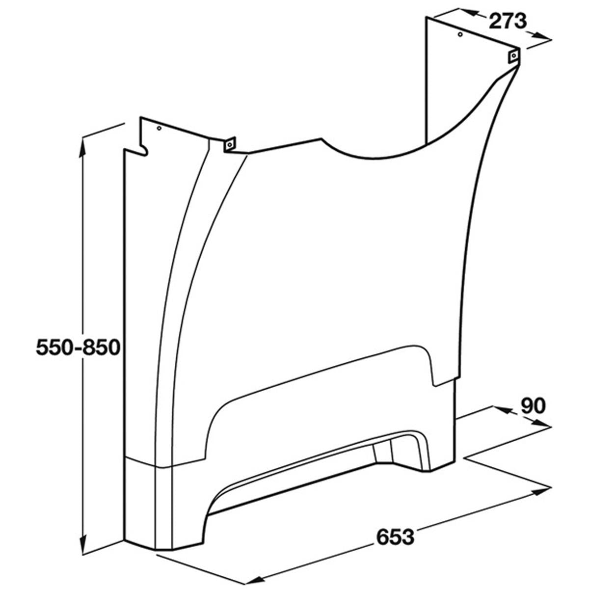 BATHROOM COVER 550-850 LH WHI