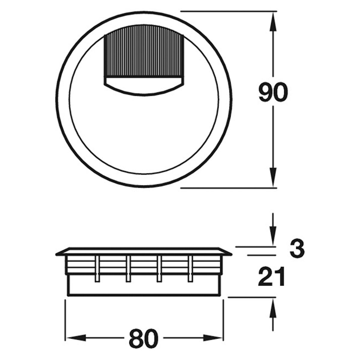 CABLE OUTLET BRUSH 2P D80 PL/STST