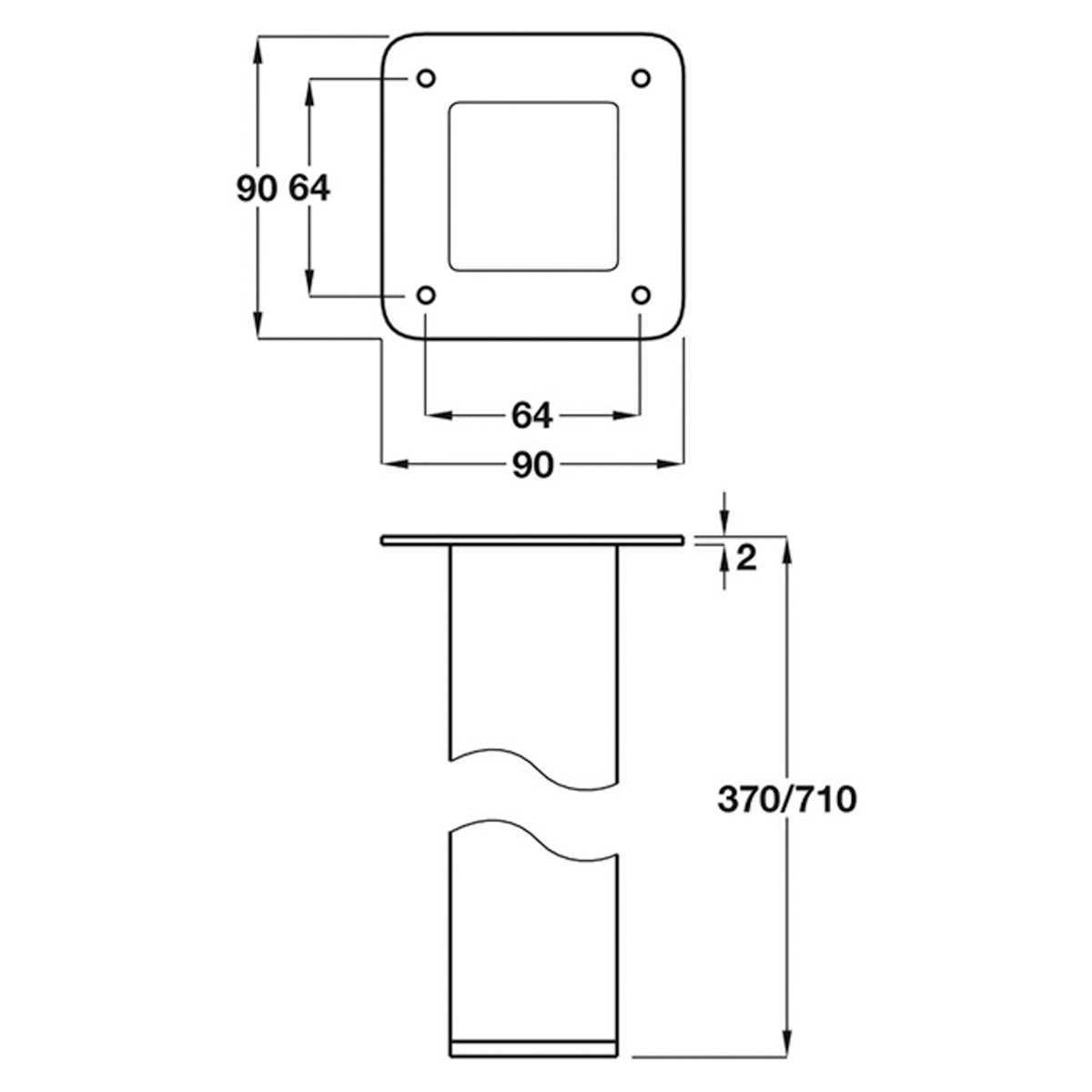 SQUARE TABLE LEG 50x50x710 CP