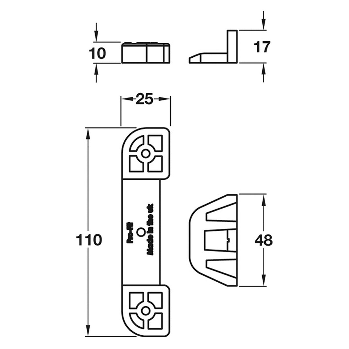 PRO-FIT PLINTH LOCK 110x25x10 BLKx6