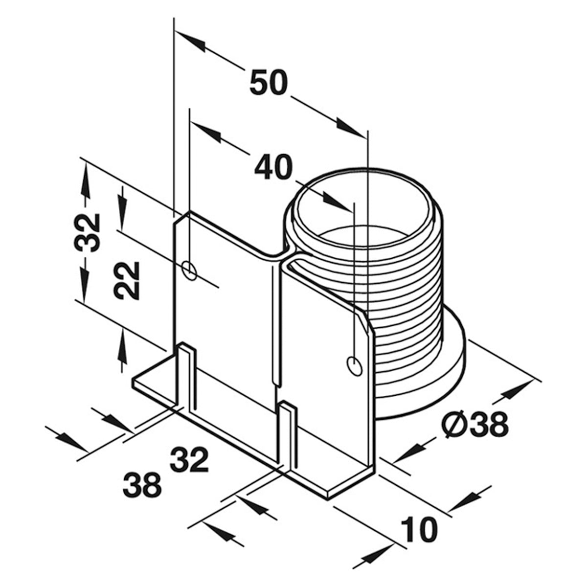 PLINTH HEIGHT ADJUSTER 150KG D38x10