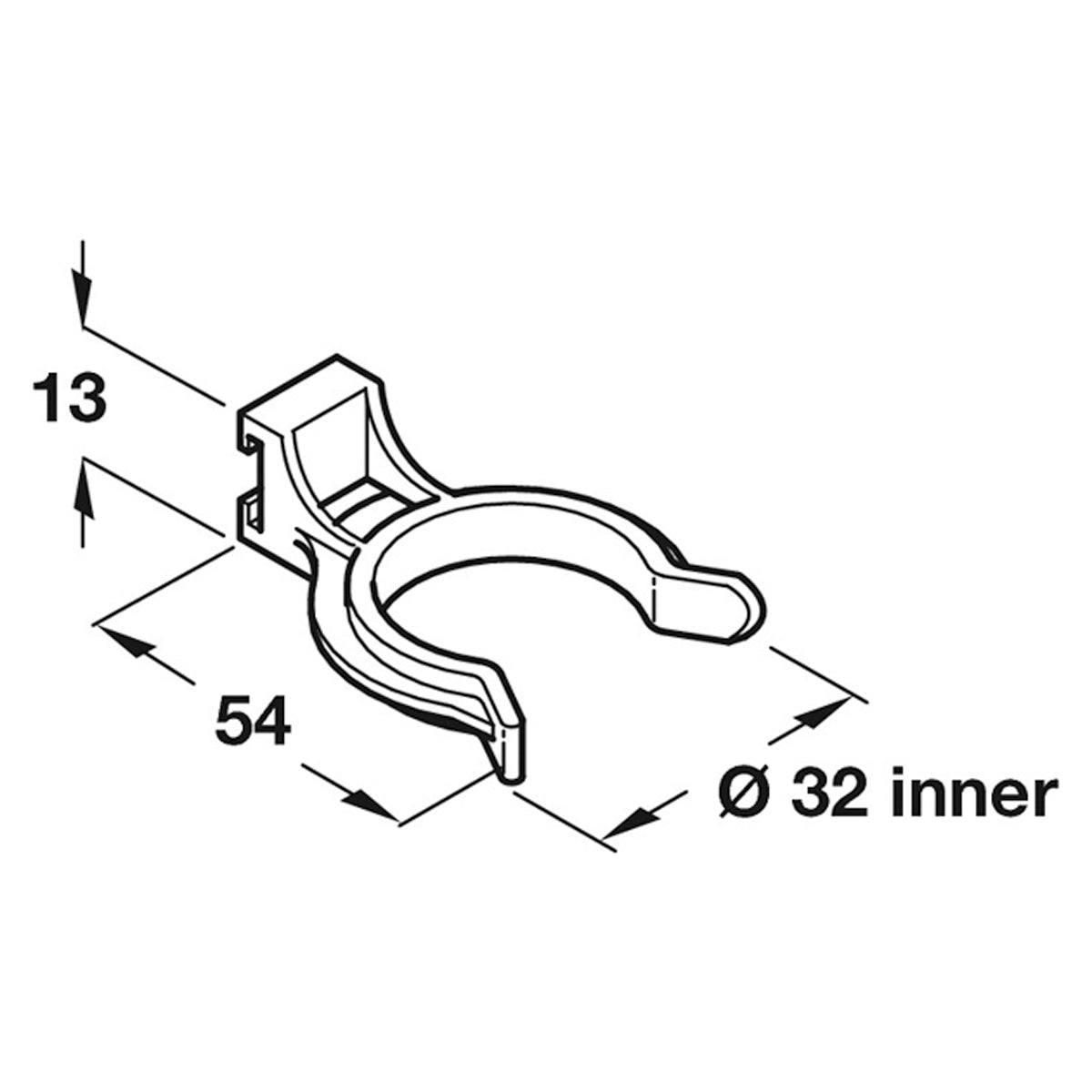 PLINTH CLIP 54x32 PL/WHI