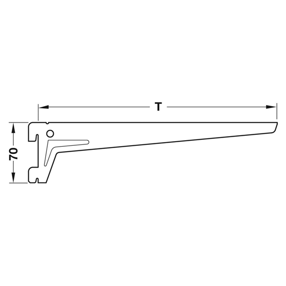 SHELF BRACKET 2HOOK 70x230 WHI