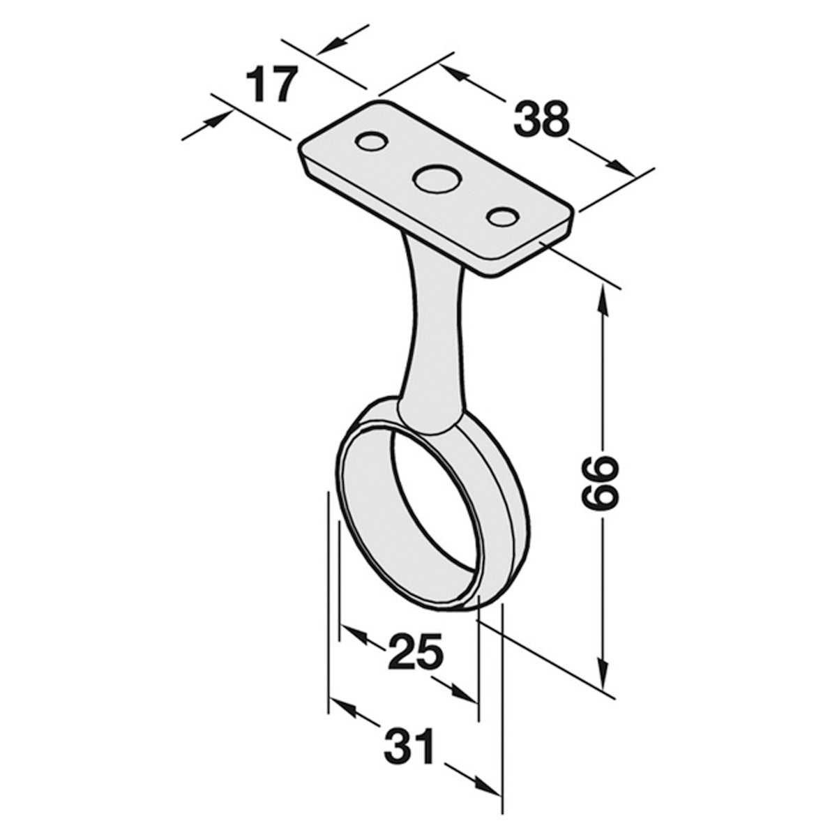 WARDROBE RAIL CENTRE SUPPORT ZA/CP