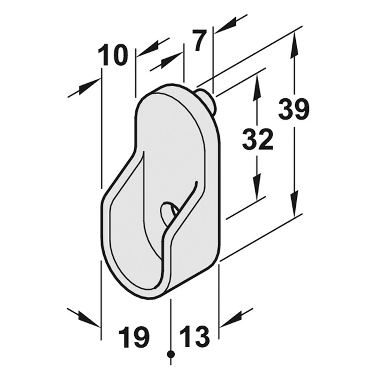 WARDROBE RAIL END+DOWEL 39x19 NP