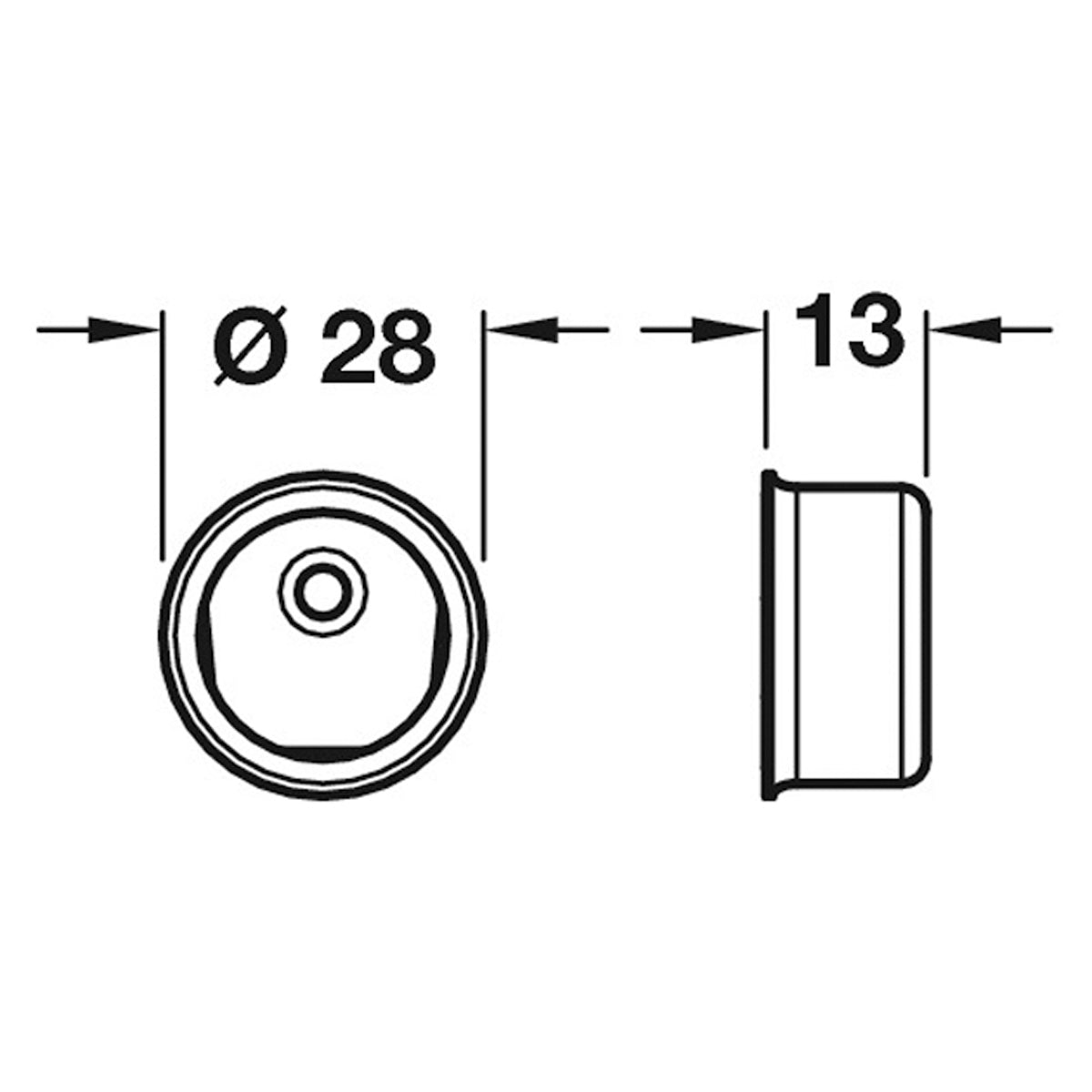 WARDROBE RAIL INVISI SOCKET D19 WHI