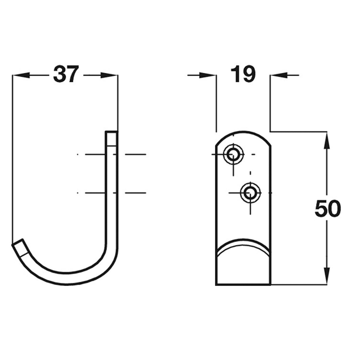 COAT HOOK 20x50x30 SAA
