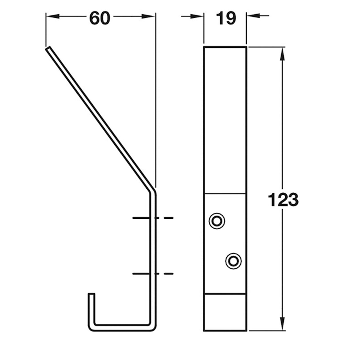 HAT+COAT HOOK 123x19x50 SSS