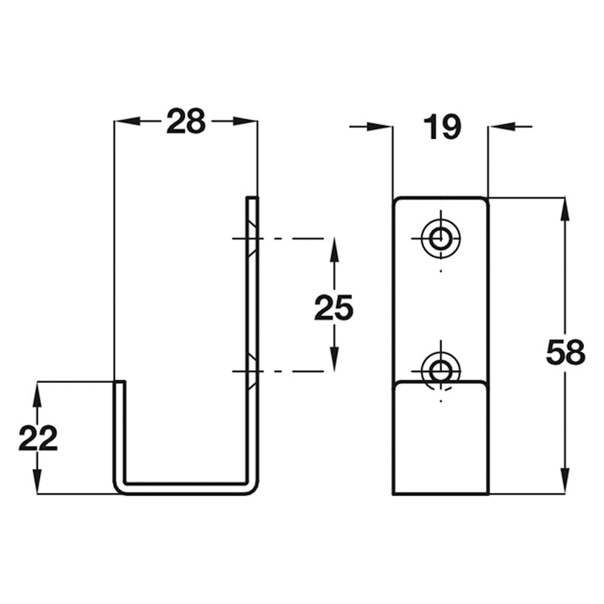 COAT HOOK 19x58x28 SSS