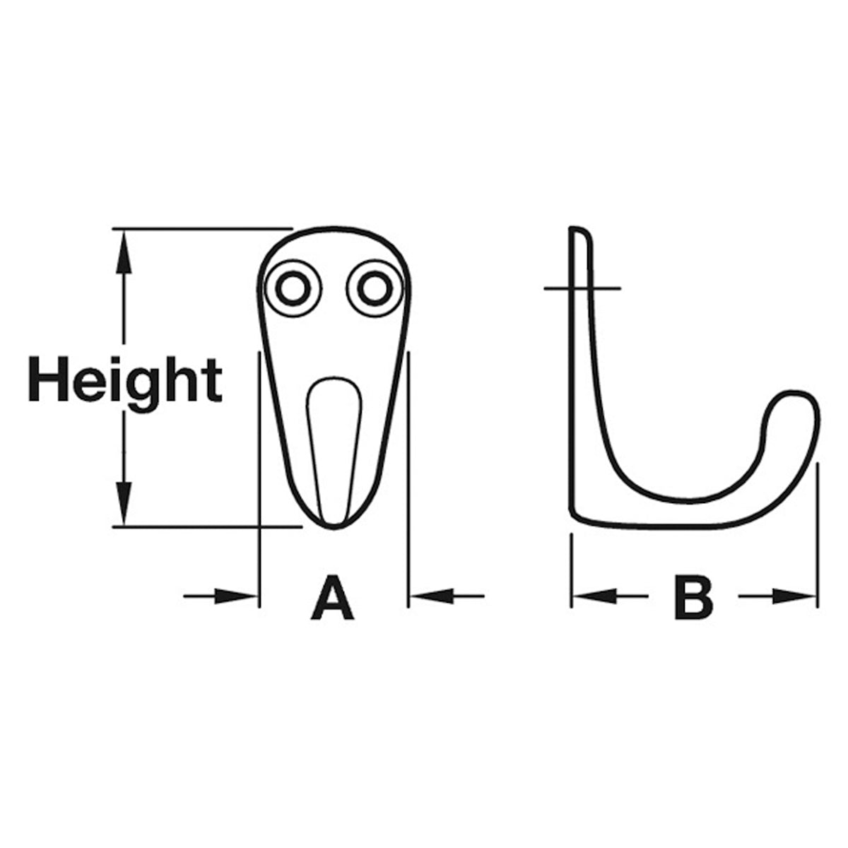 SINGLE COAT HOOK 42x21x35 ALU/POL