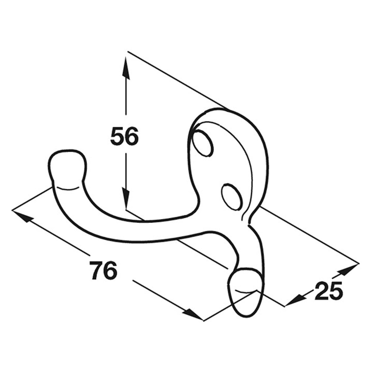 DOUBLE COAT HOOK 76x56x25 ZA/PCP