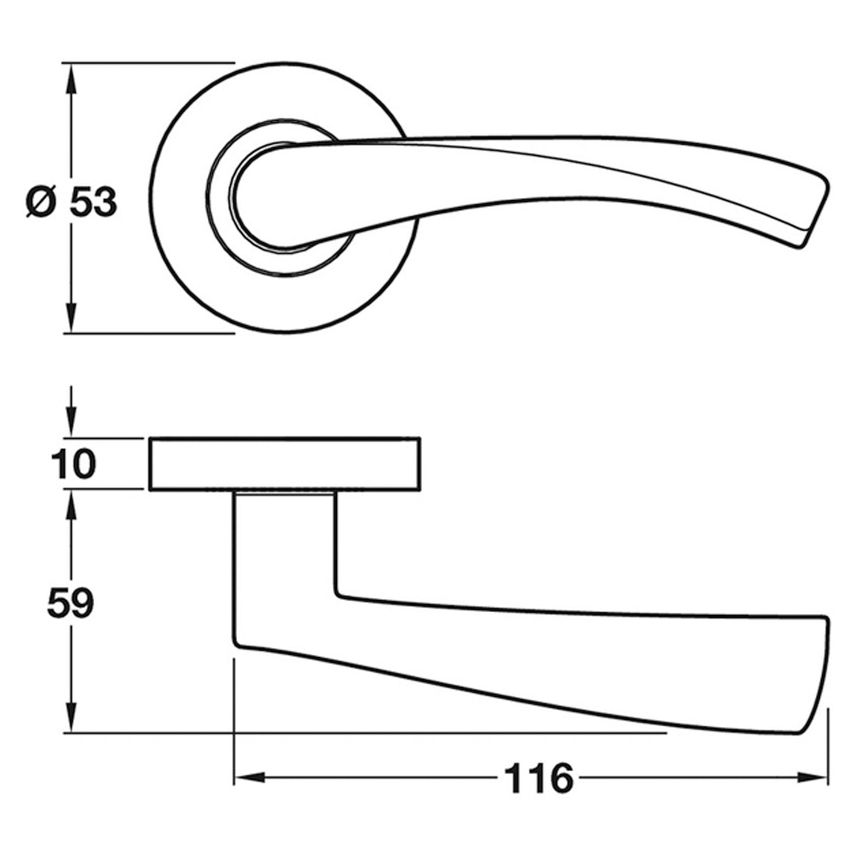 OLTON LEVER HANDLE D53x116 SNP