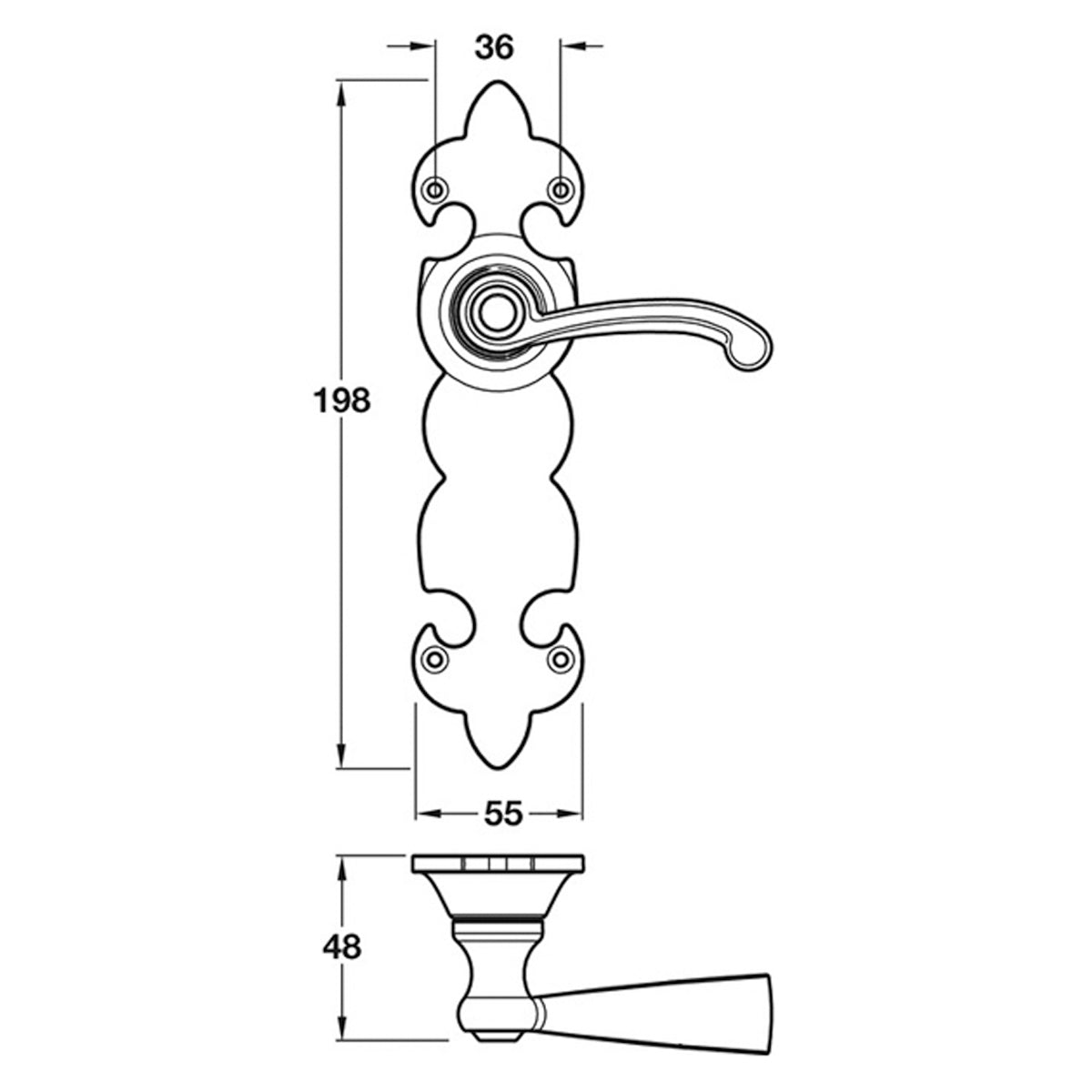 FLEUR-DE-LYS LEVER HANDLE LOCK CI/ABK
