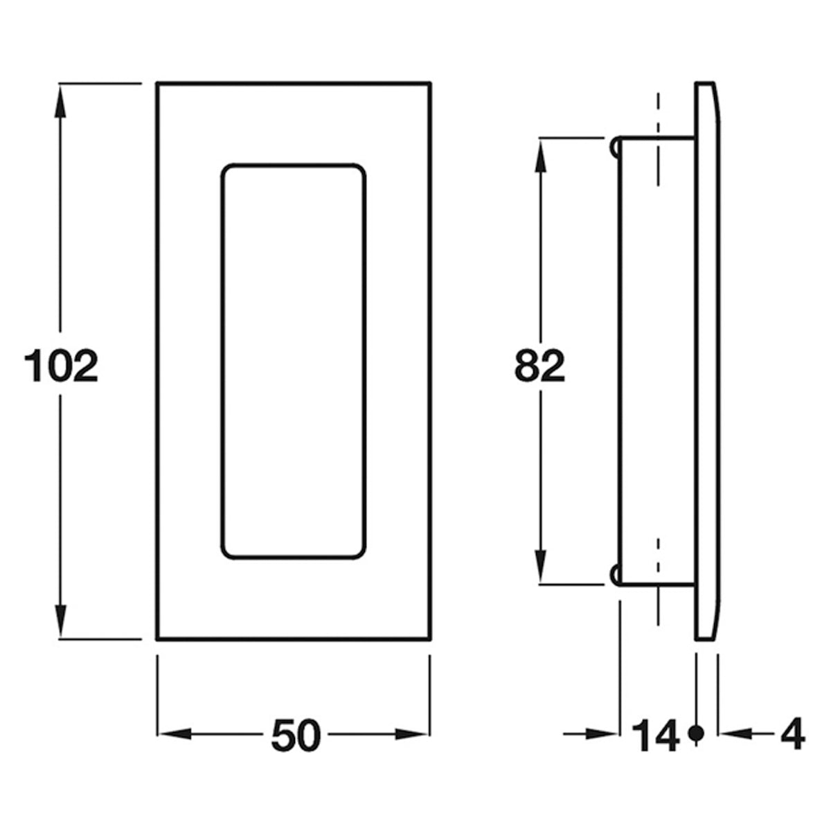 FLUSH PULL HANDLE 50x102x18 BRS/SNP