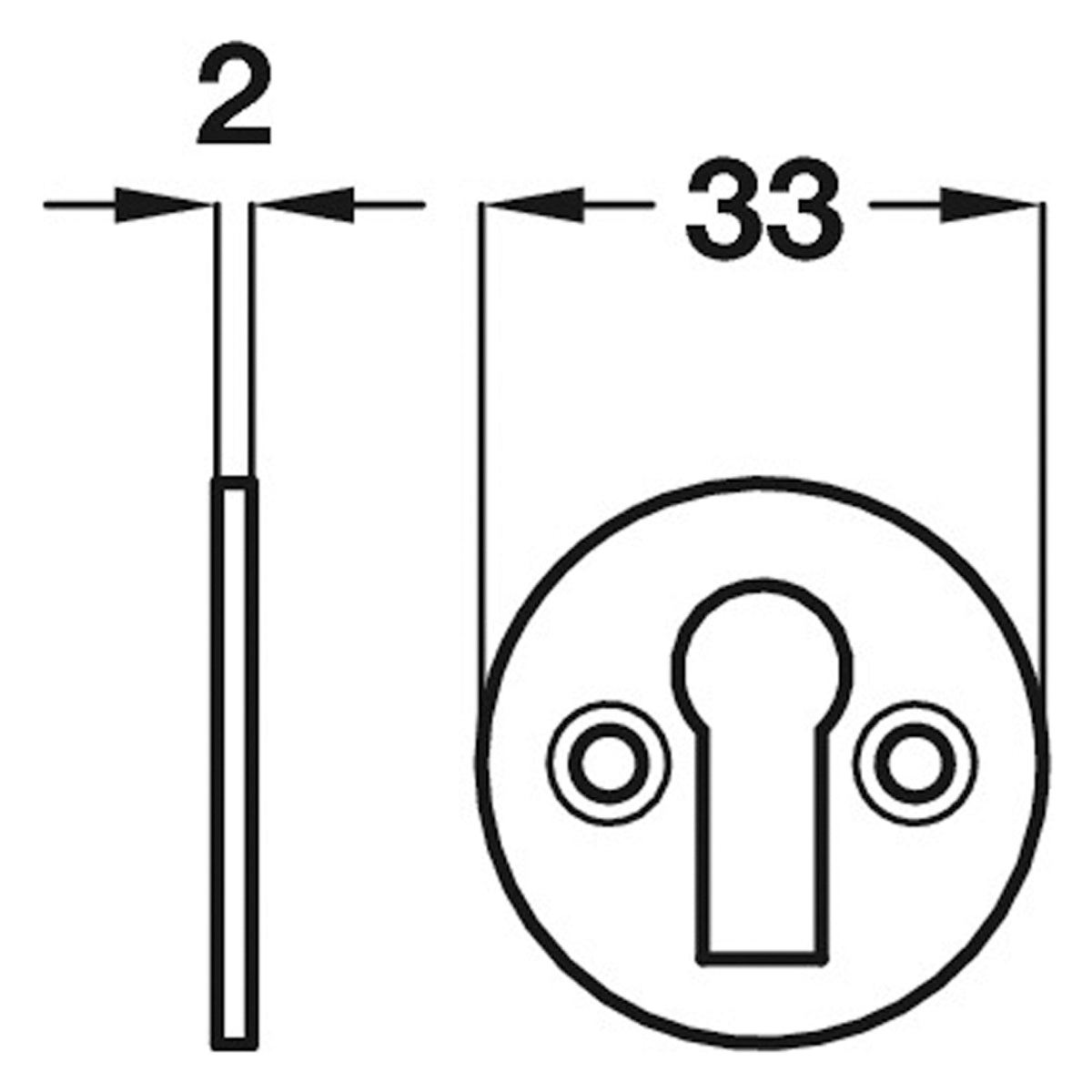 ESCUTCHEON STDKEY D33x2 BRS/POL