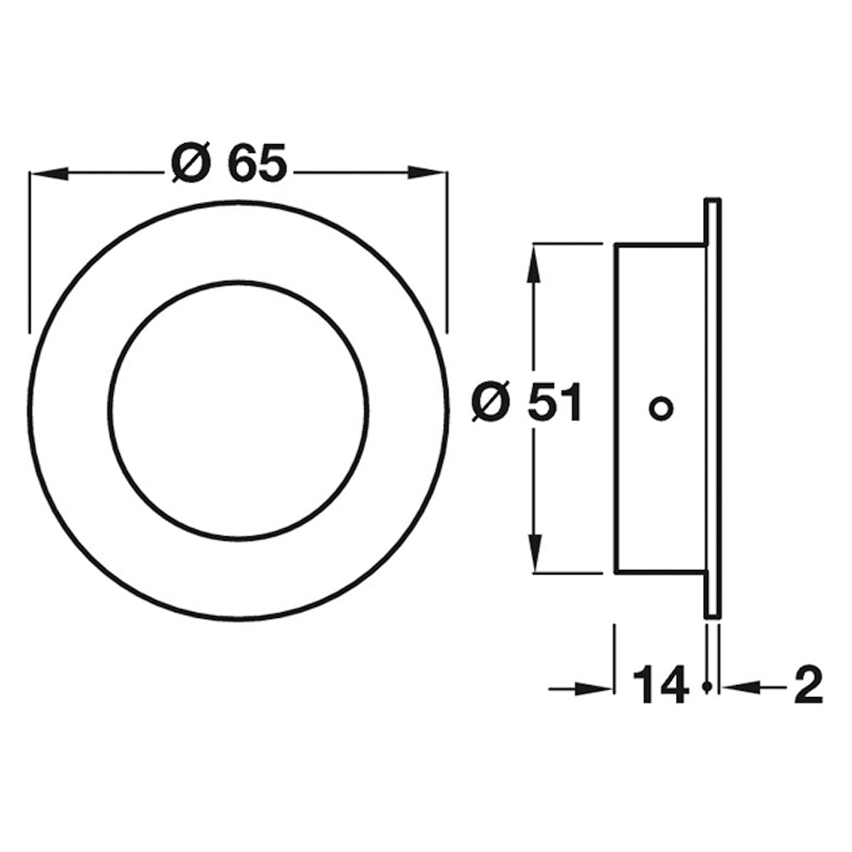 FLUSH PULL HANDLE D65x14 PSS