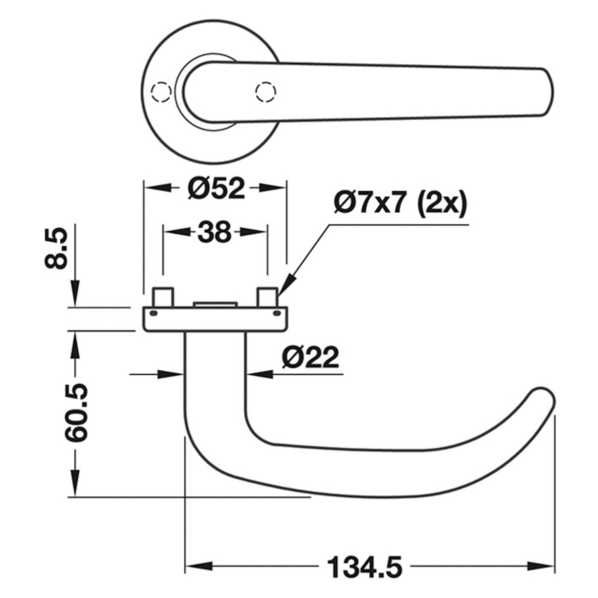 FAME SHAPED LEVER HANDLE STST/SAT