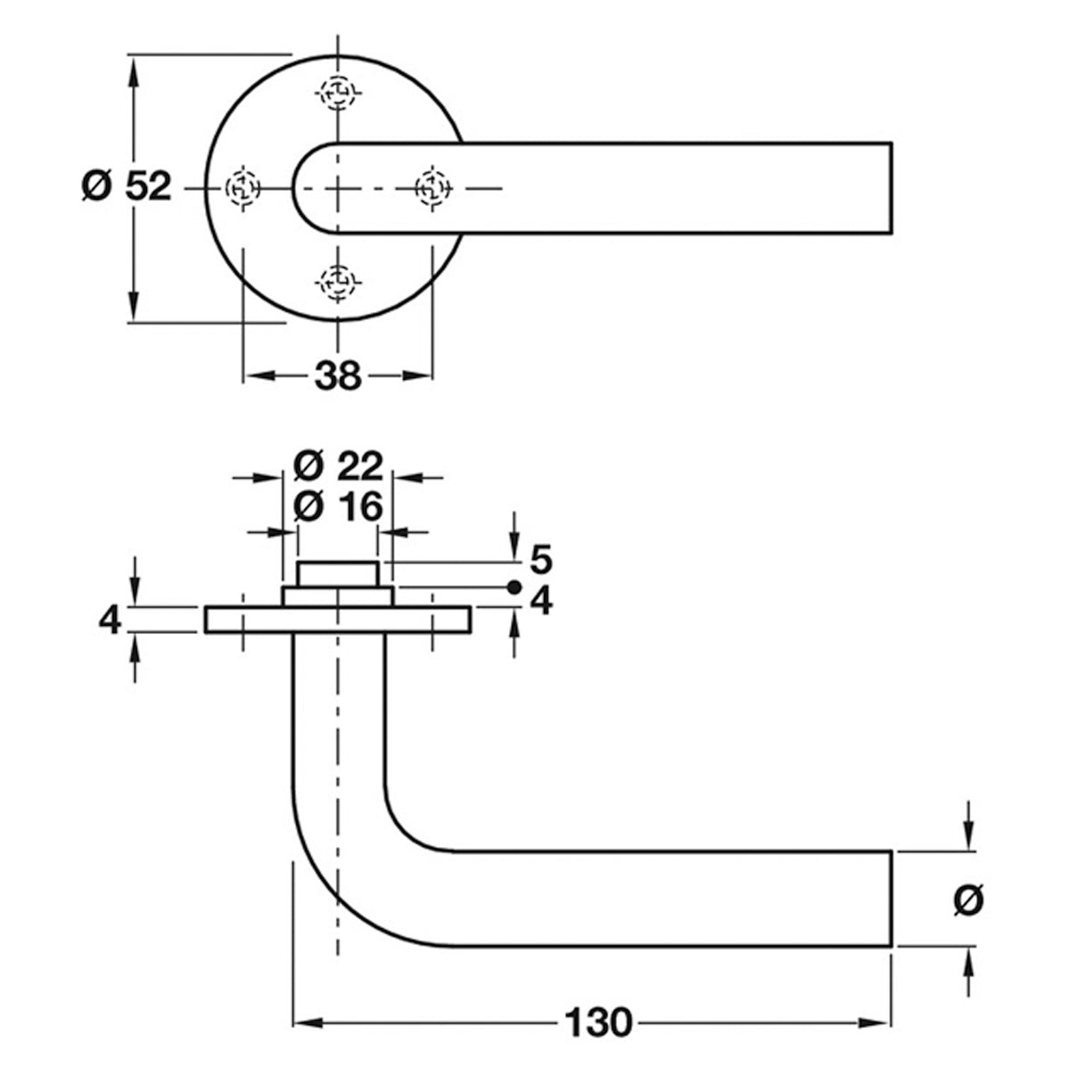 BENNEVIS LEVER HANDLE D19x135 SSS