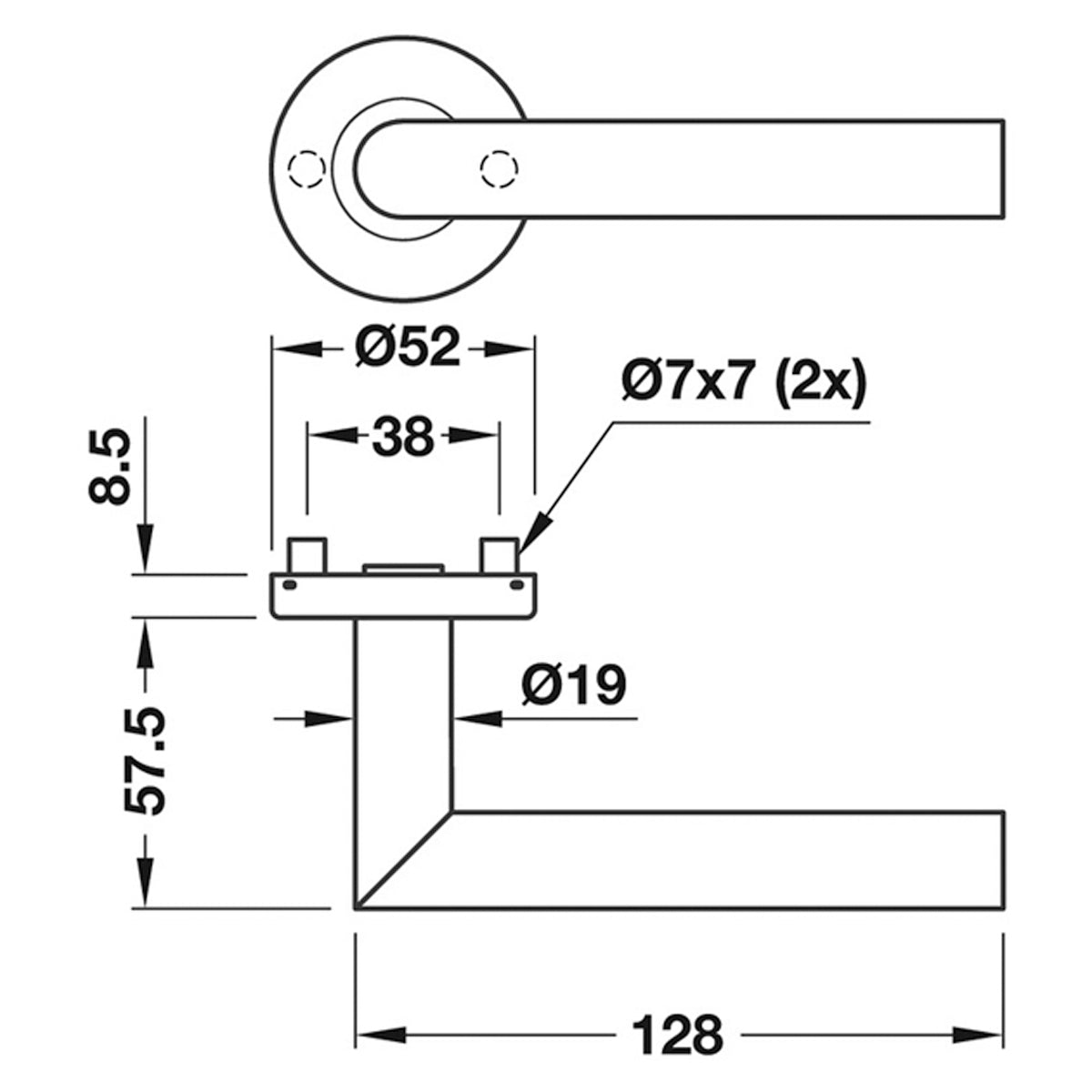 TESSA SHAPED LEVER HANDLE STST/SAT