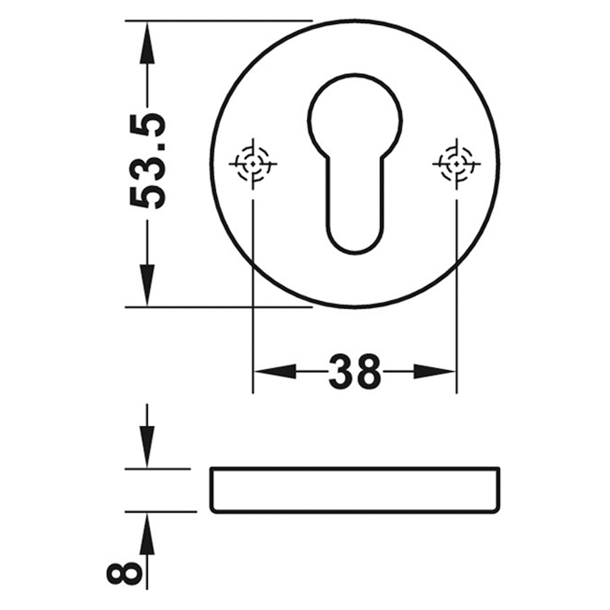 ESCUTCHEON EURO D53x8 SSS