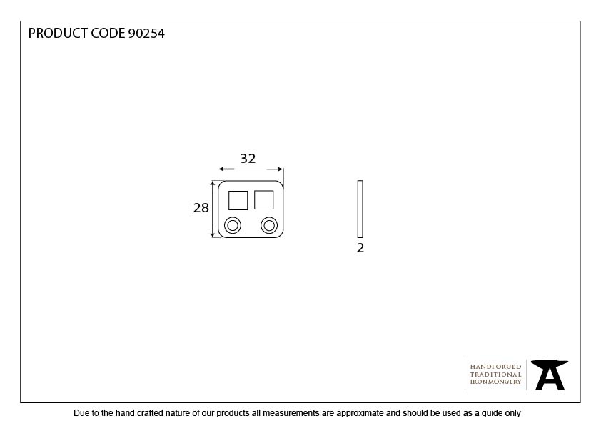 EXCAL FLAT PLATE SHOOT BOLT KEEP 32x28x2 BZP - 90254 by MARCHES (ANVIL) ARCHITECTURAL HARDWARE