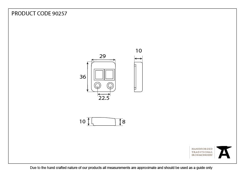 EXCAL RAISED SHOOT BOLT KEEP LH 36x29x10 BZP - 90257 by MARCHES (ANVIL) ARCHITECTURAL HARDWARE