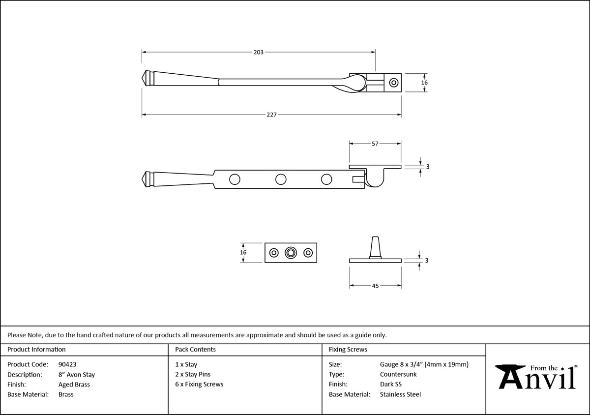 AVON STAY 203 220x16x45 AGBR - 90423 by MARCHES (ANVIL) ARCHITECTURAL HARDWARE
