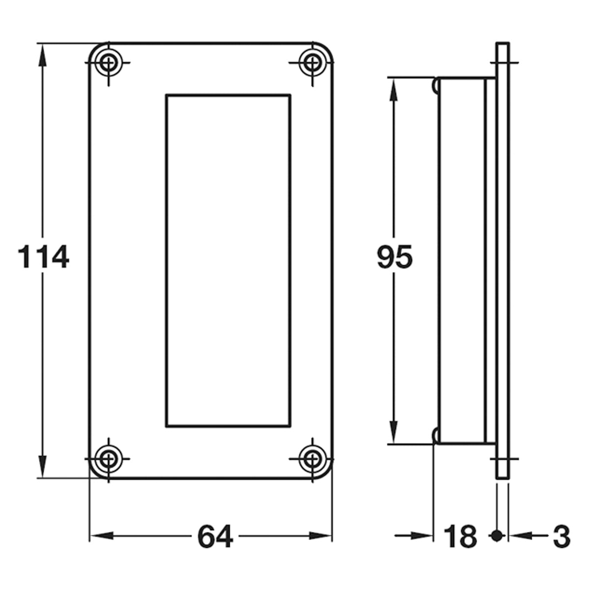 FLUSH PULL HANDLE 64x114x21 BRS/SNP