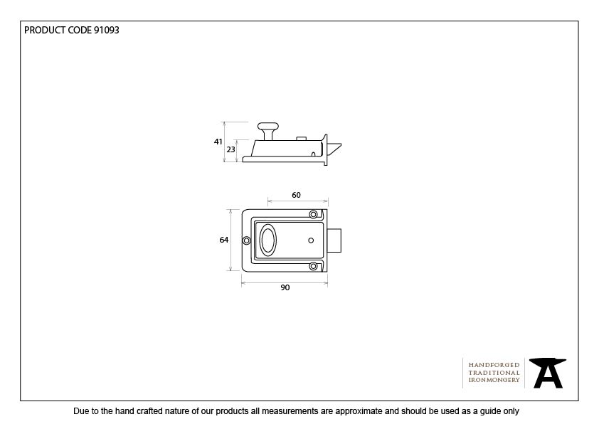 TRADITIONAL CASE NIGHT LATCH BS60 90x64x23 BLK - 91093 by MARCHES (ANVIL) ARCHITECTURAL HARDWARE