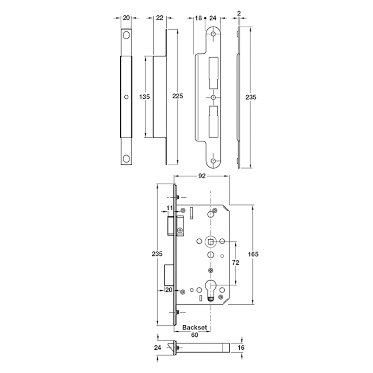 CALIBRE MORTICE SASHLOCK GST/SAT