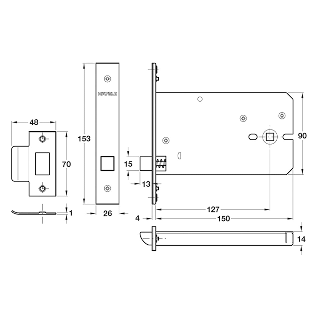 HORIZ MORT BATHROOM LOCK 151/57 SBP