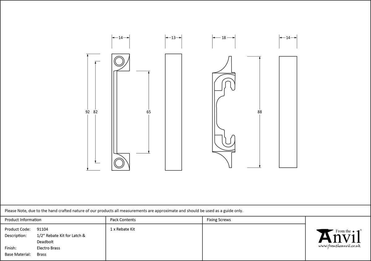 LATCH AND DEADBOLT REBATE KIT 12.7 EBR - 91104 by MARCHES (ANVIL) ARCHITECTURAL HARDWARE