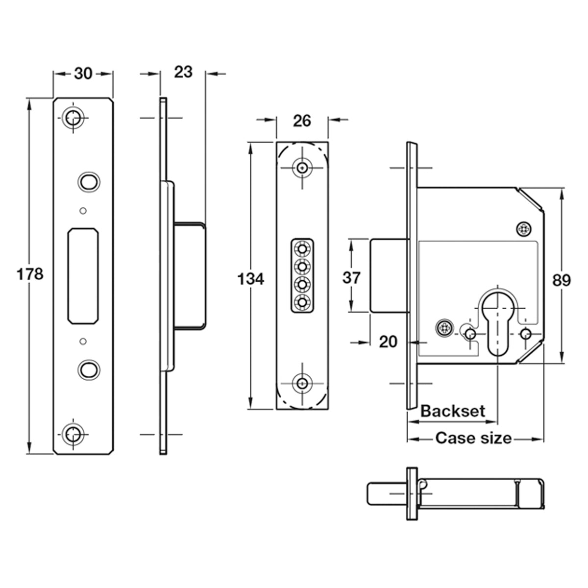 MORTICE DEADLOCK CASE 79 BS56 SSS