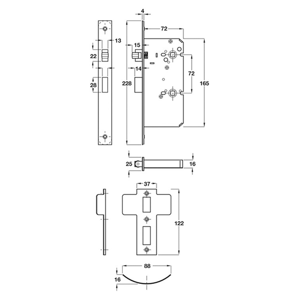 DISABLED ROLLER BOLT LOCK STD ST/ST