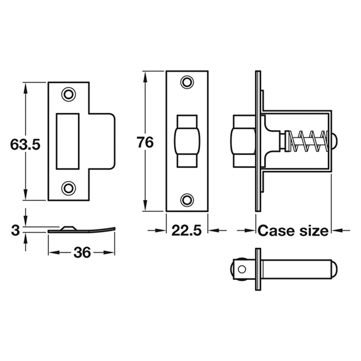 MORTICE ROLLER BOLT CATCH SD ST/EB