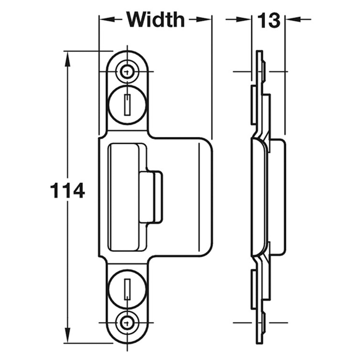 LATCH PLATE ASSEMBLY 114x44 ST/BZP