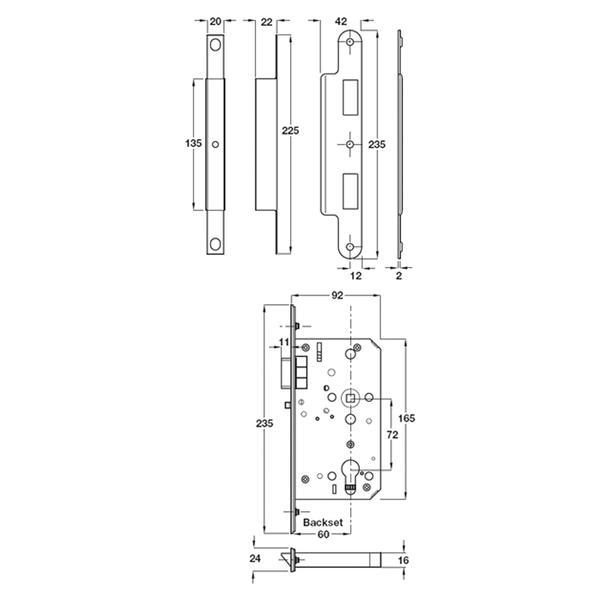 CALIBRE MORTICE NIGHTLATCH GST/SAT