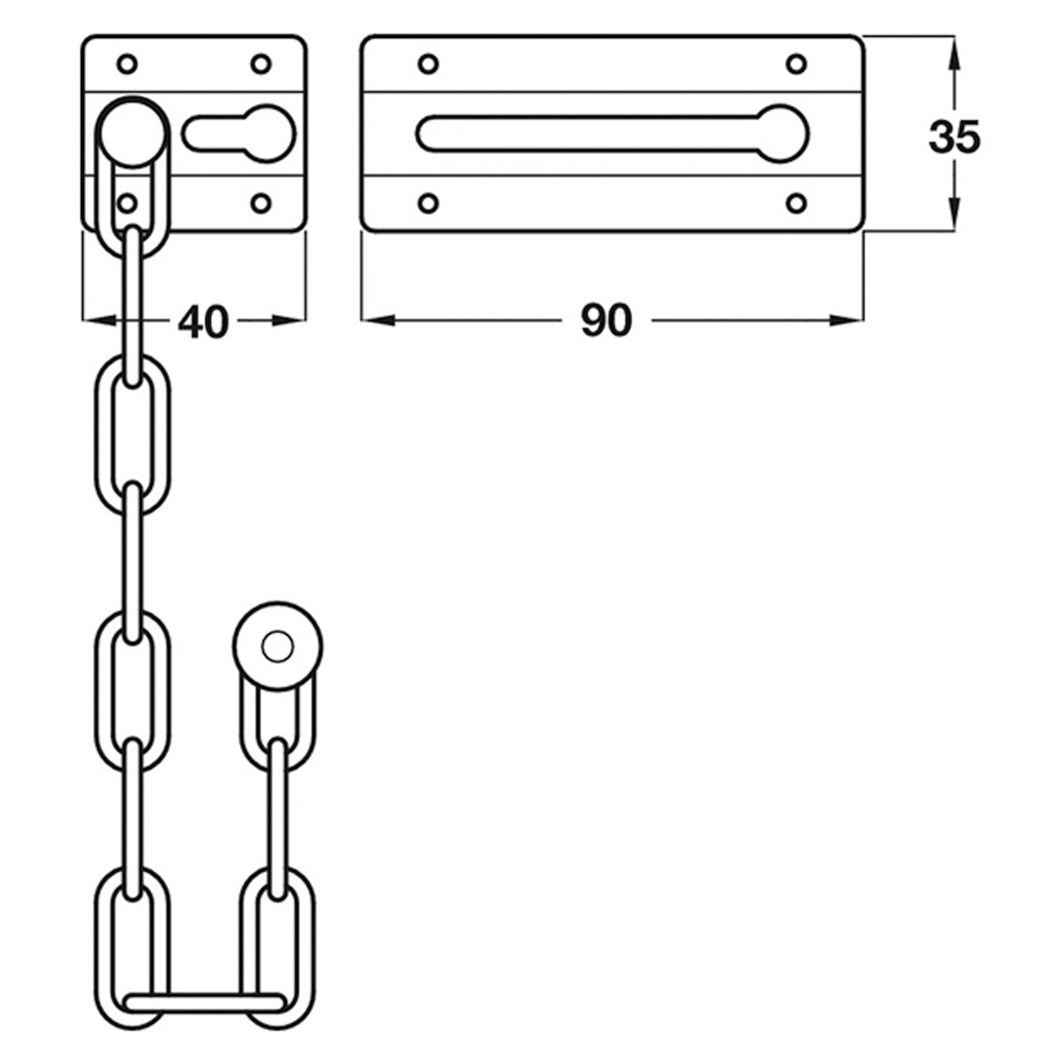 SECURITY DOOR SLIDE CHAIN ST/PBR