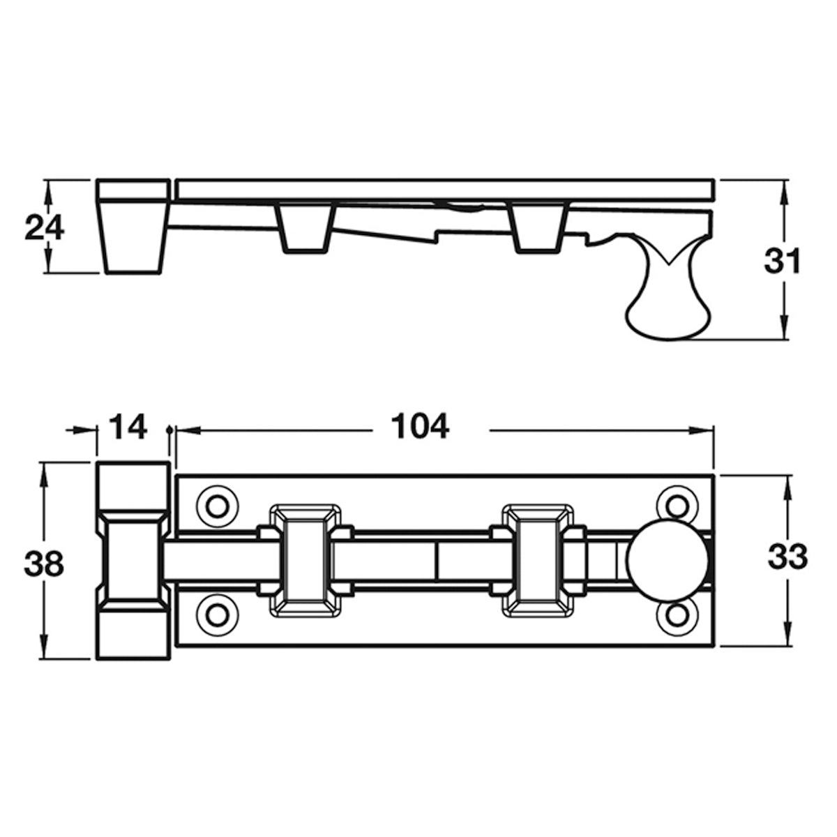 SLIDE ACTION BOLT STRAIGHT 100 BLK
